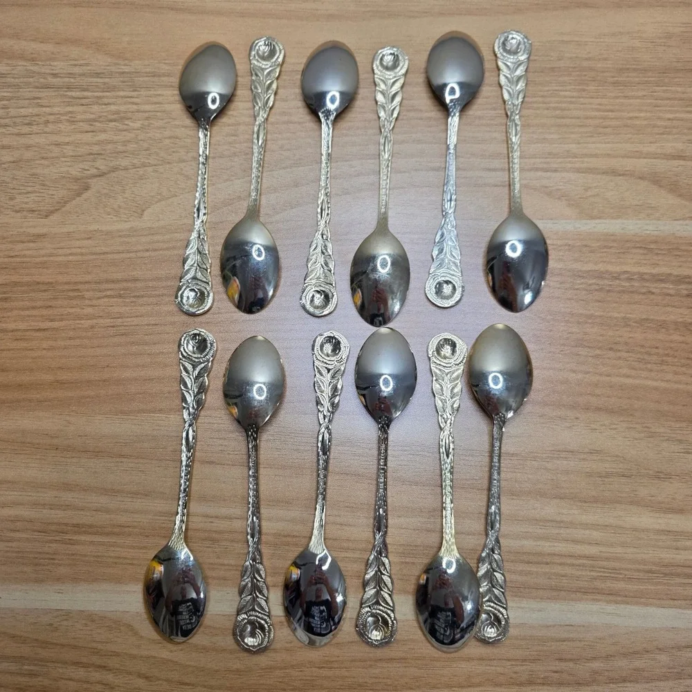 Vintage Rostfrei Esmeyer Gold Electroplate Rose‎ Handled Dessert Set 30 Pieces